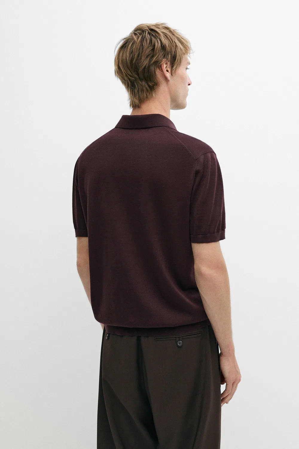 Поло Massimo Dutti, шерстяная смесь, бургундия — фото 3
