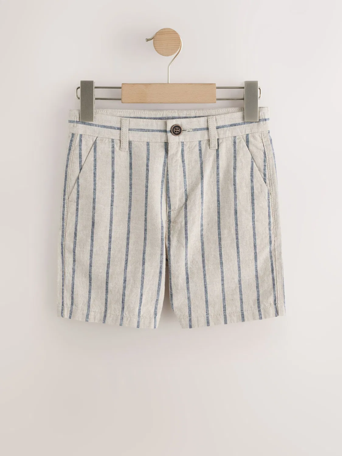 Шорты чинос из льняной смеси, Regular Fit Next, экрю — фото 4