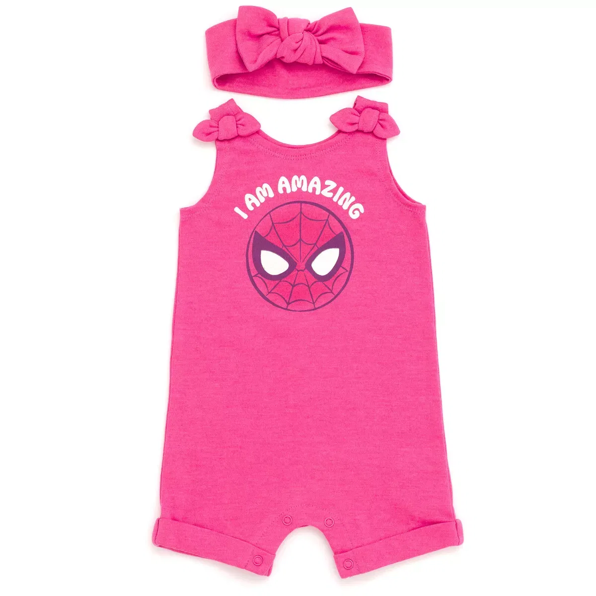 Детский комбинезон для девочек без рукавов с принтом Marvel Spider-Man French Terry Romper Headband, Red