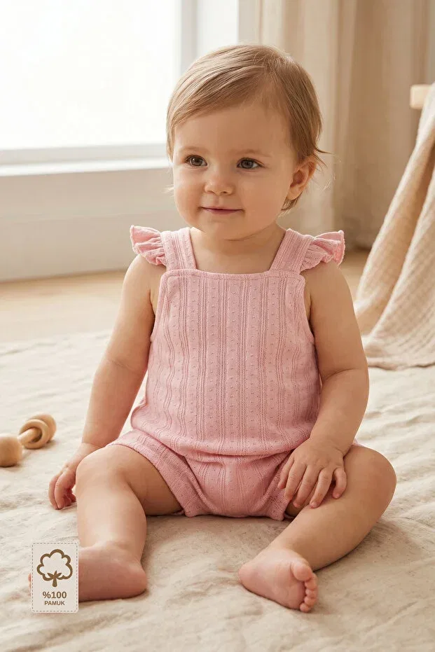 Детский комбинезон для девочек хлопковый Minory Baby, Pink — фото 2