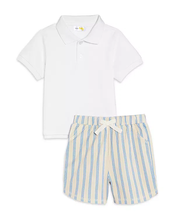 Детский комплект для мальчиков с поло и шортами Polo & Striped Shorts Set Bloomie's Baby, белый/синий