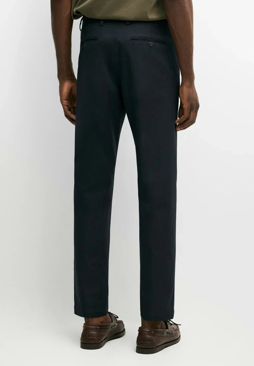 Брюки-Чиносы из смесовой хлопковой ткани, зауженного кроя Massimo Dutti, Dark Blue — фото 3
