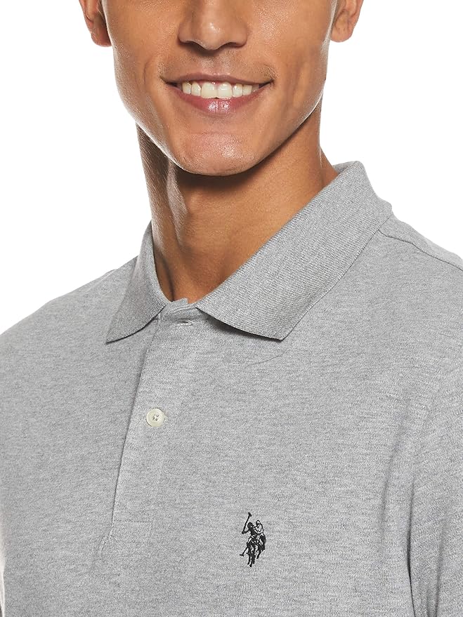 Поло U.S. Polo Assn. Solid Short Sleeve Interlock, серый вереск — фото 3