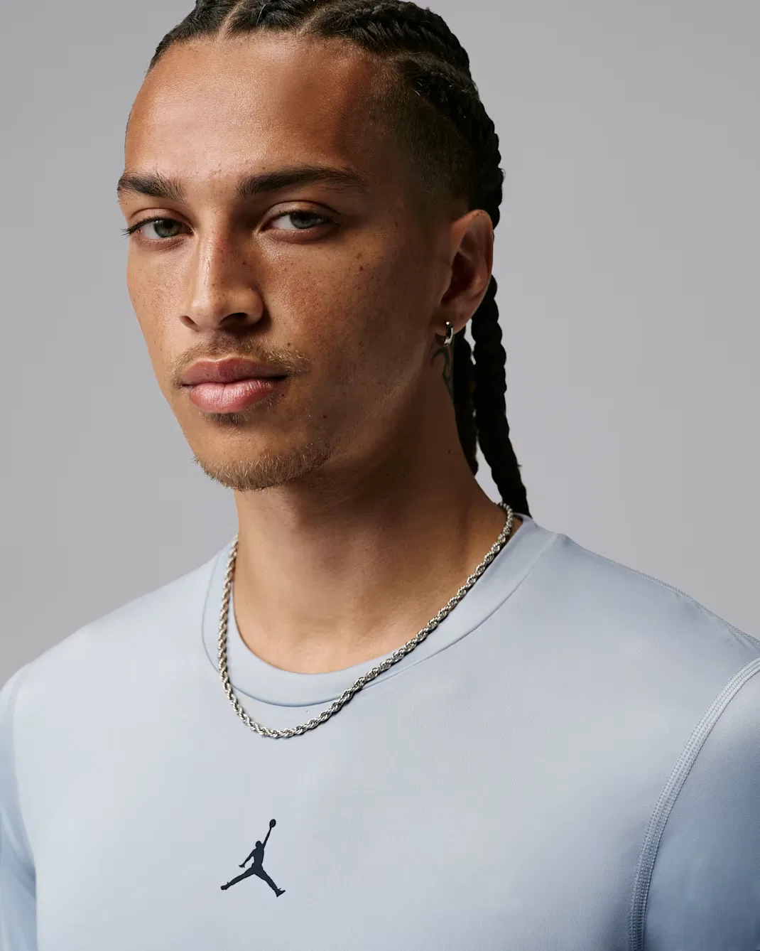 Мужская футболка с длинными рукавами Dri-FIT, базовый слой одежды Jordan Sport, Wolf Grey/Black — фото 3