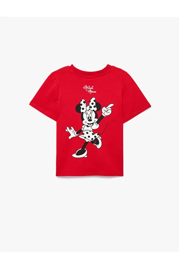 Детская футболка для девочек хлопковая Minnie Mouse Printed Cotton Crew Neck Short Sleeve Licensed T-Shirt Koton, Red — фото 2