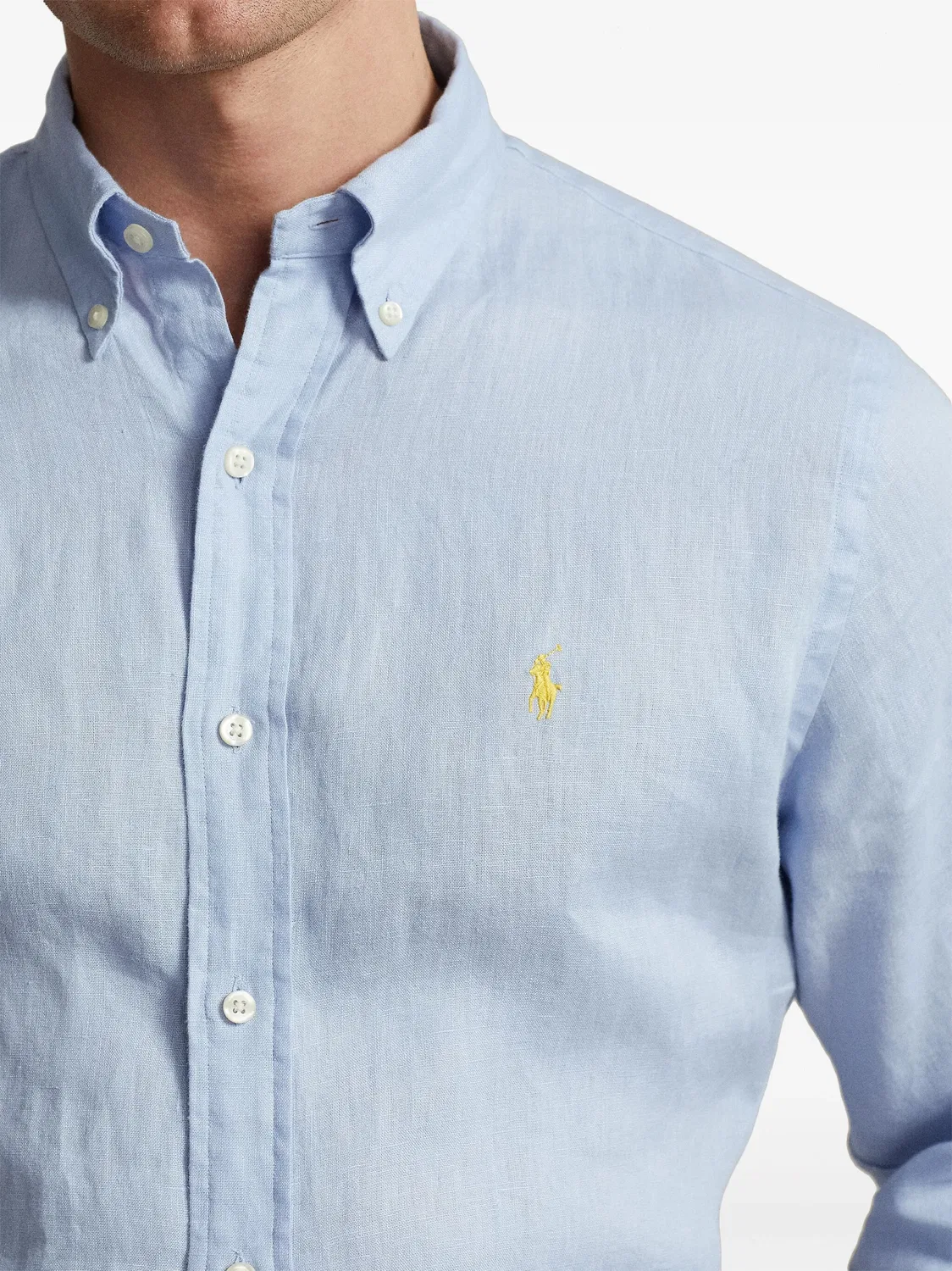 Рубашка из льна голубая Polo Ralph Lauren, синий — фото 2