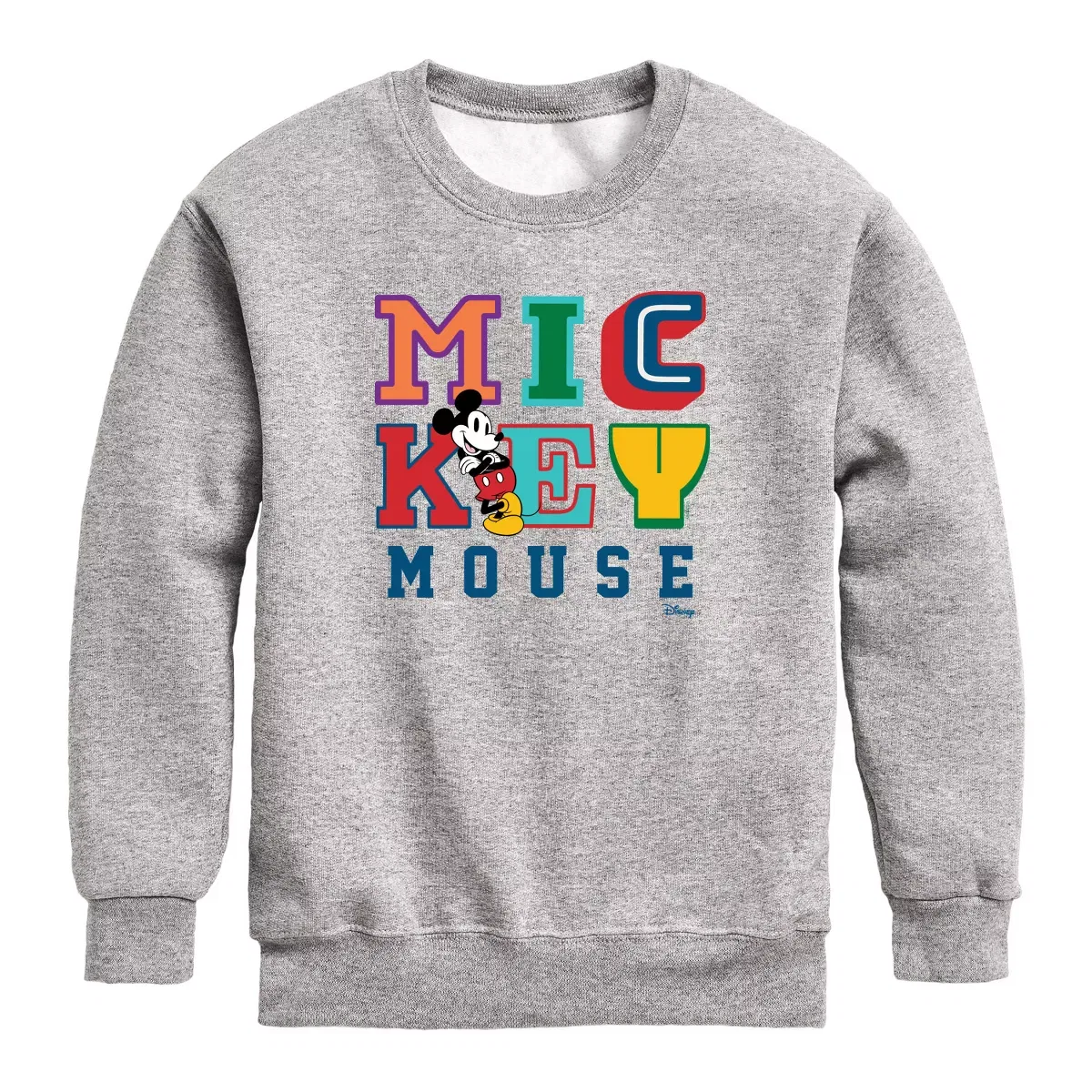 Детский свитшот с принтом Mickey Mouse Colorful Disney, Athletic Heather