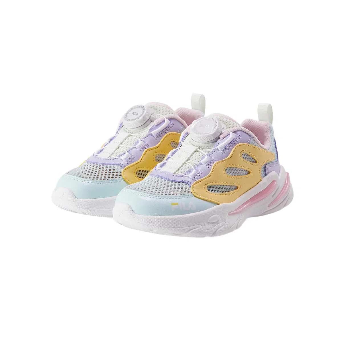 Детские кроссовки для мальчиков с сетчатым верхом FILA KIDS, Sky Window Blue/Light Banana Yellow — фото 4