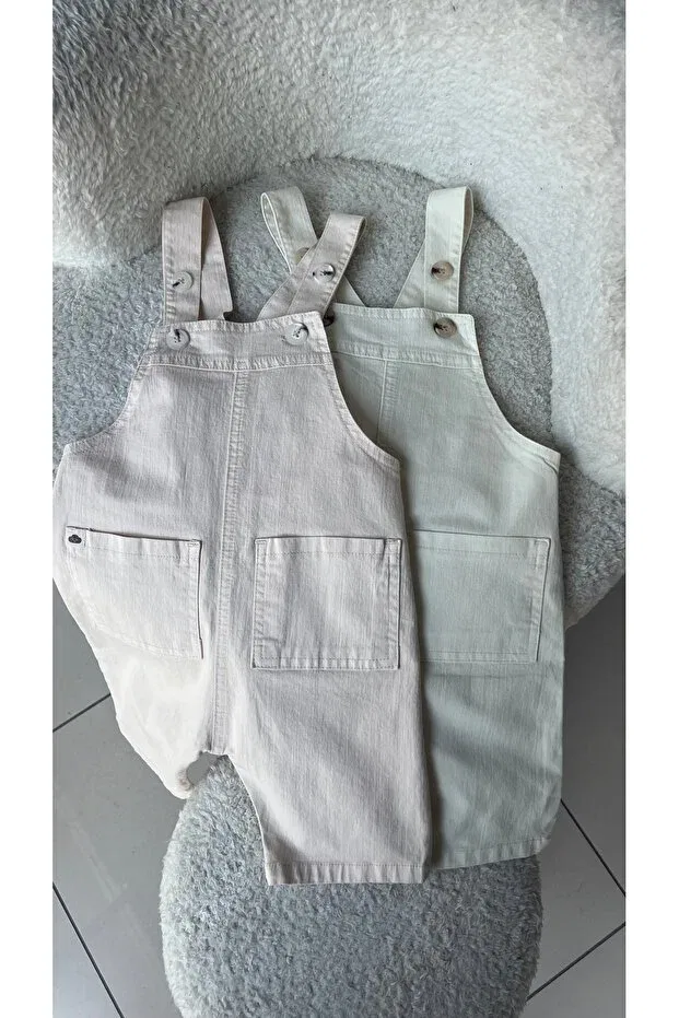 Детские комбинезоны-шорты без рукавов джинсовые Dadamama, White — фото 4
