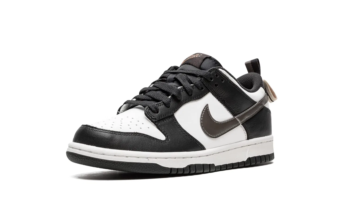 Детские кроссовки с принтом Dunk Low NIKE, Black White Metallic — фото 4