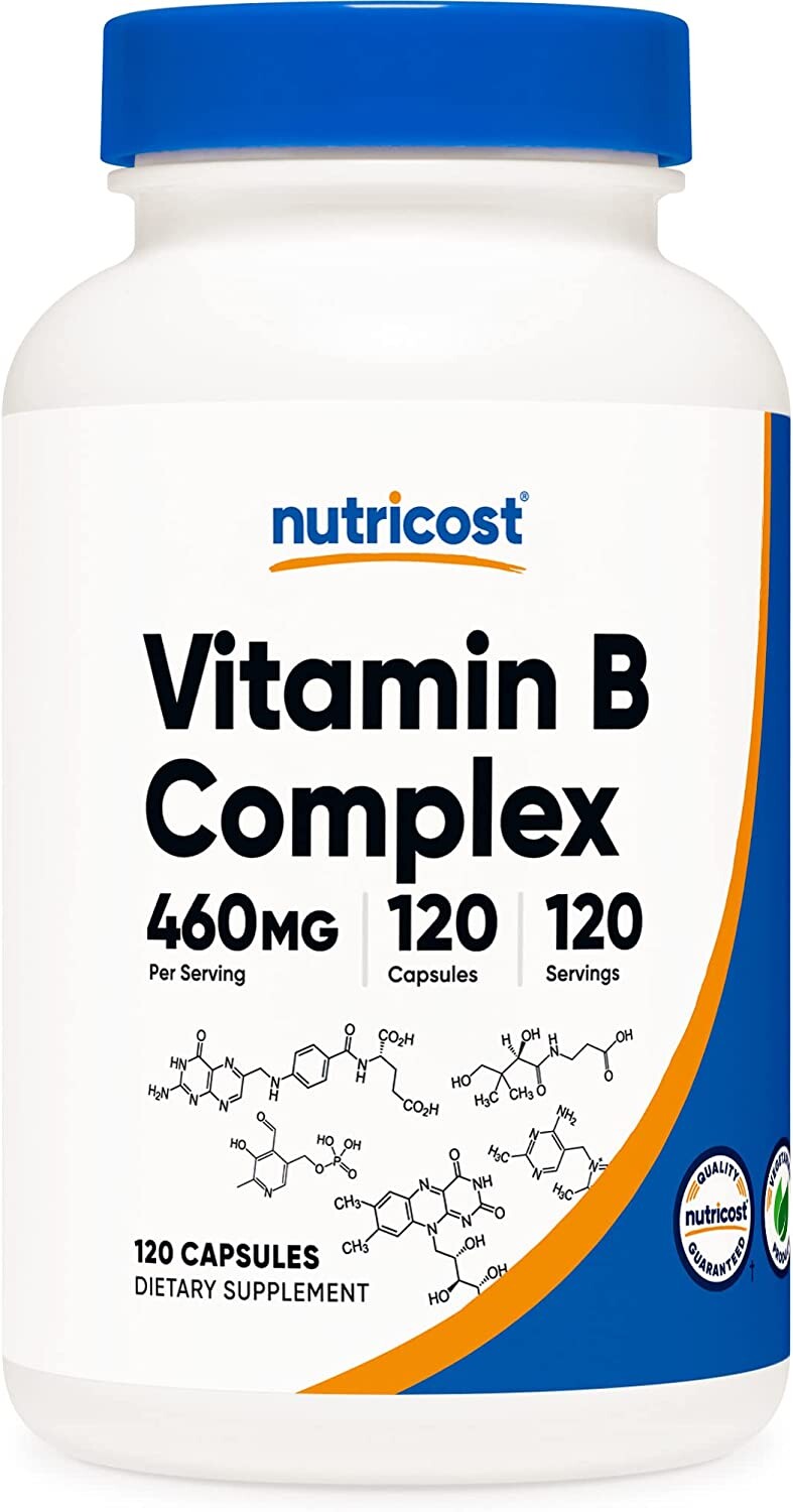 

Комплекс витаминов группы В Nutricost, с витамином С, 120 капсул