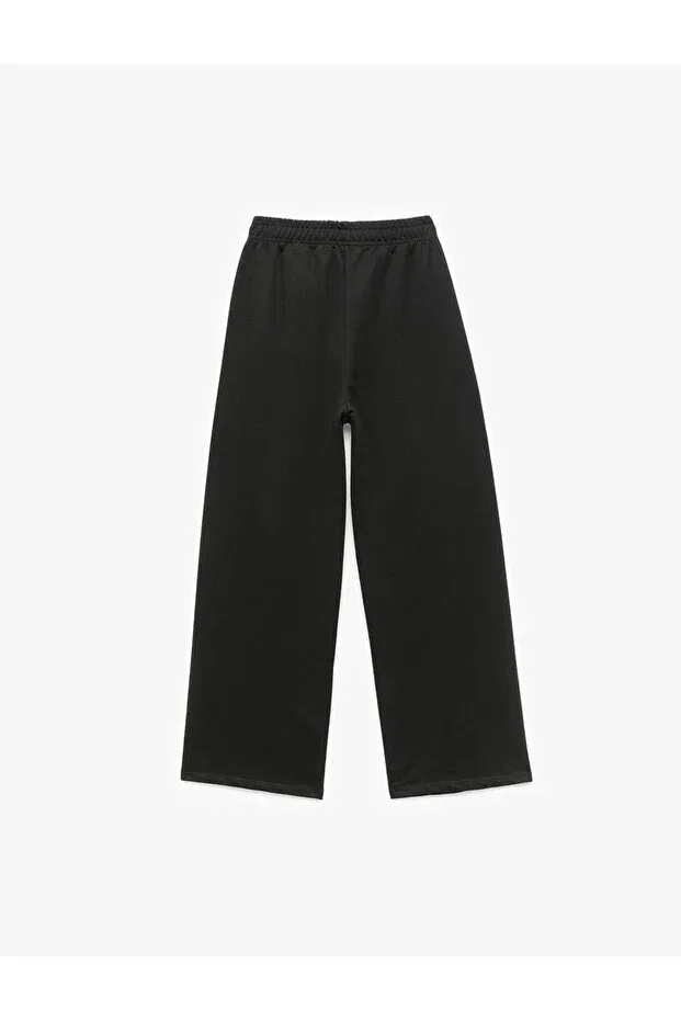 Детские брюки для девочек широкие с эластичным поясом Cotton elastic waist wide leg black girl's trousers 6wkg40071ak Koton, Black — фото 2