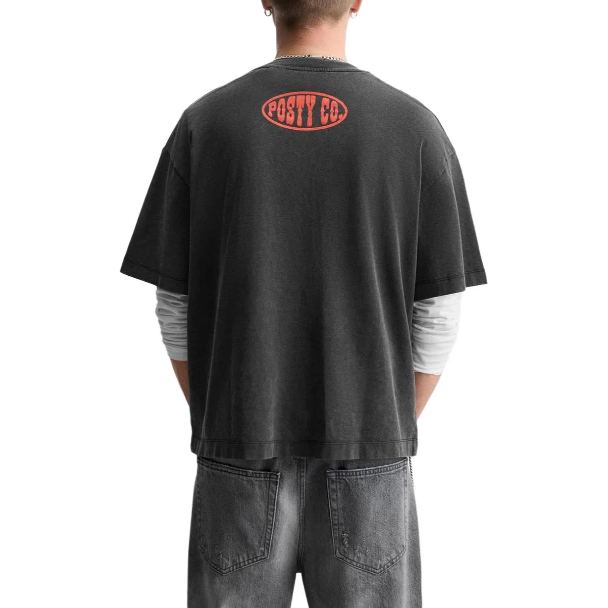 Мужская футболка с круглым вырезом Coal Gray ZARA, Coal Gray — фото 4
