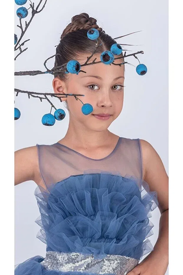 Детское платье для девочек без рукавов Modest S.T. Sebat Tekstil, Indigo — фото 4