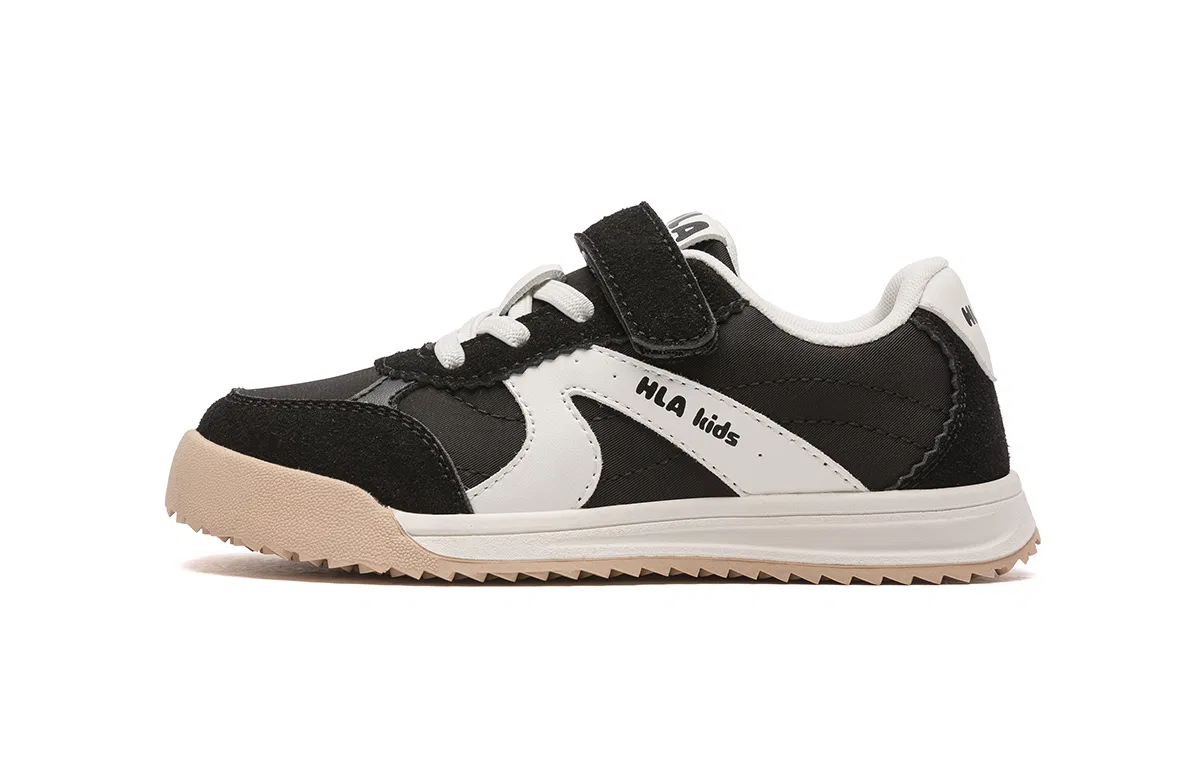 Детские кроссовки из искусственной кожи с текстилем HLA, White Black
