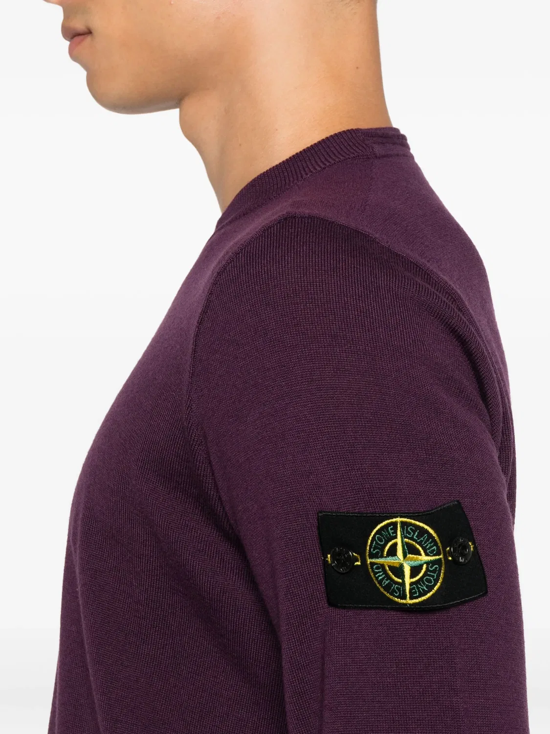 Свитер из virgin wool с круглым вырезом Stone Island, пурпурный — фото 2