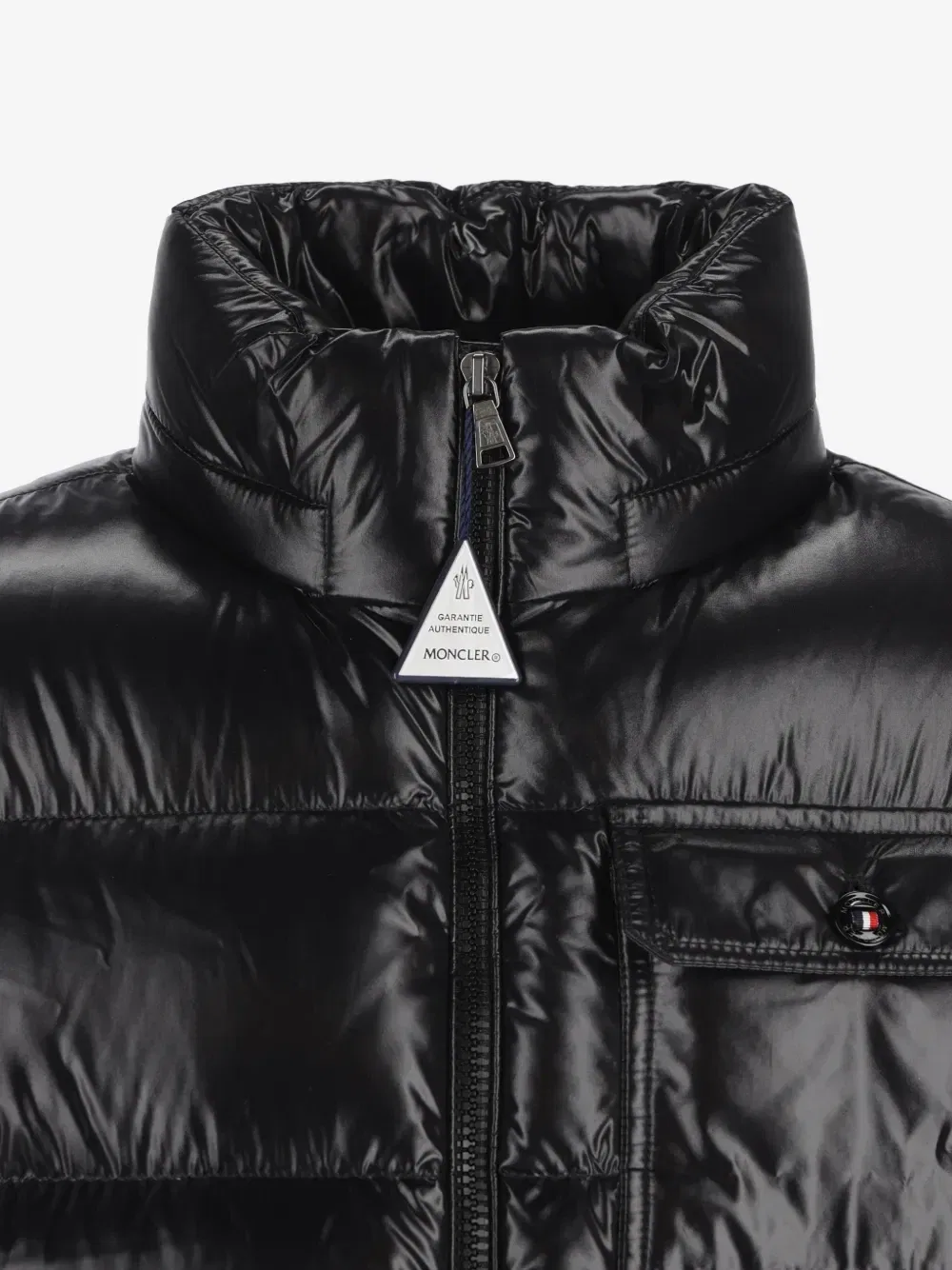 Стеганая пуховая куртка с высоким воротником Moncler Enfant, черный — фото 4
