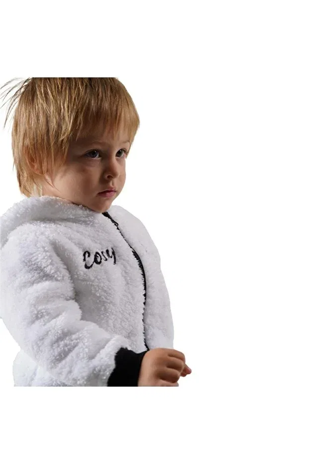 Детский кардиган для девочек из флиса Cosy Club Shop, Light White — фото 3