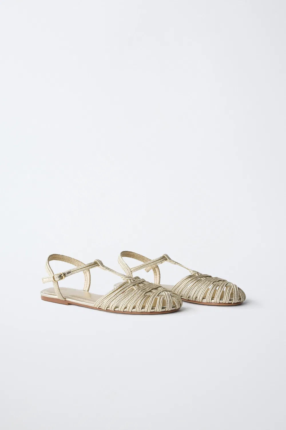 Металлические сандалии-клетка ZARA, Gold — фото 2