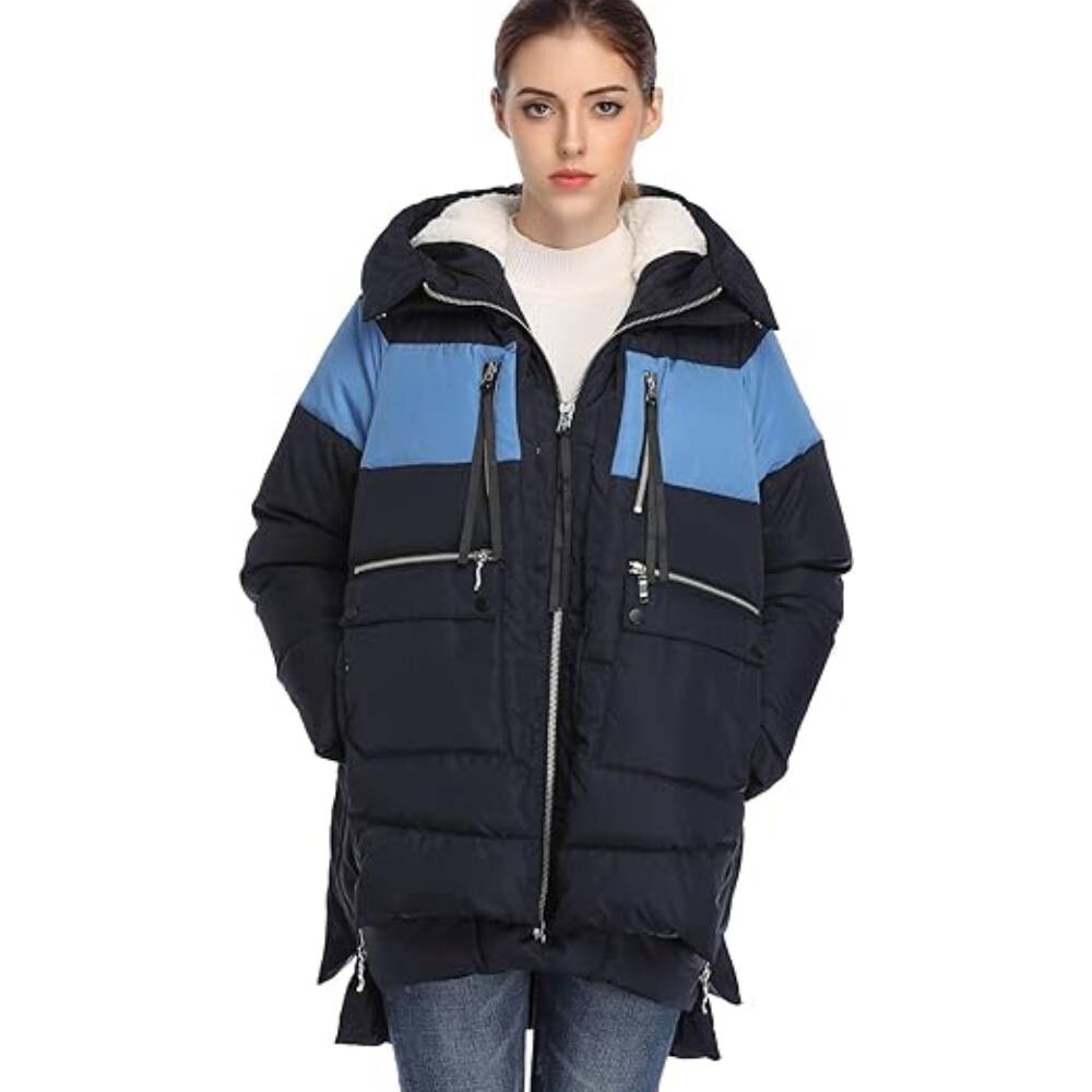 

Пуховик-парка с капюшоном Fadshow, темно-синий/голубой