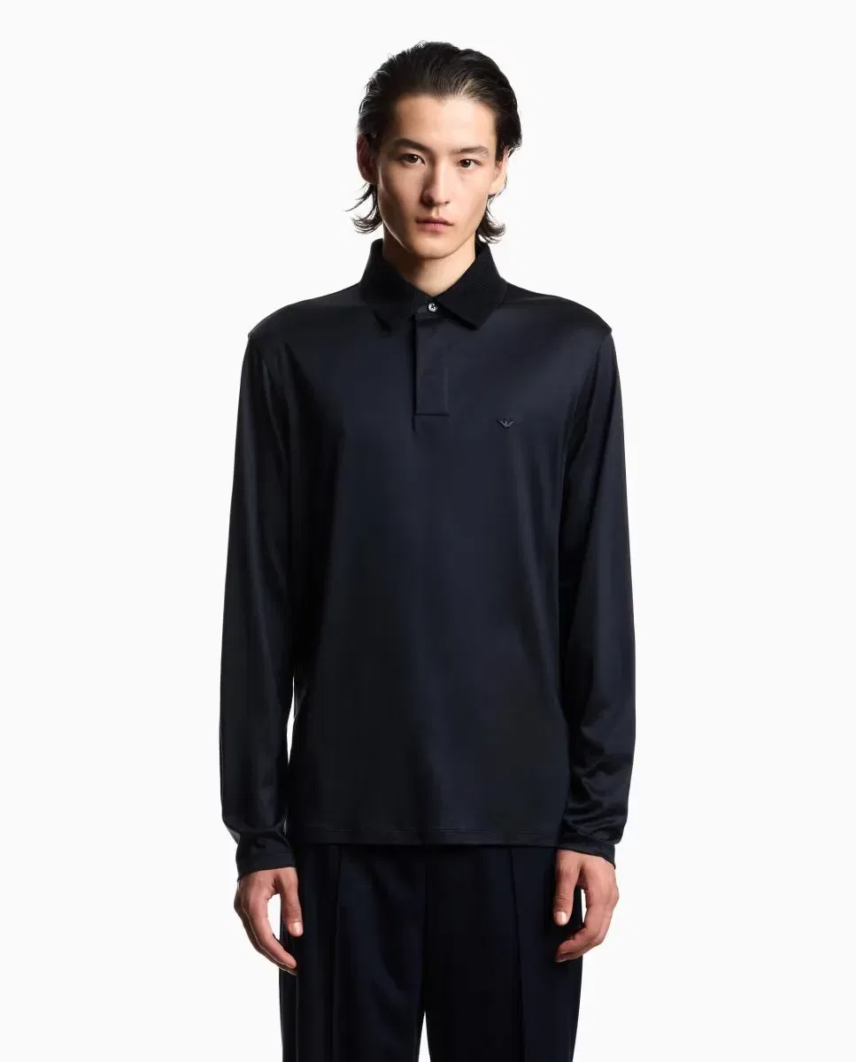 Мужское поло с длинным рукавом Emporio Armani, Azul Marino