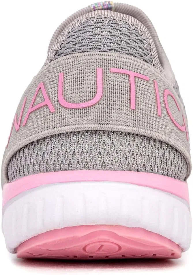 Детские кроссовки без шнуровки с принтом Nautica, Grey Pink Glitter — фото 3