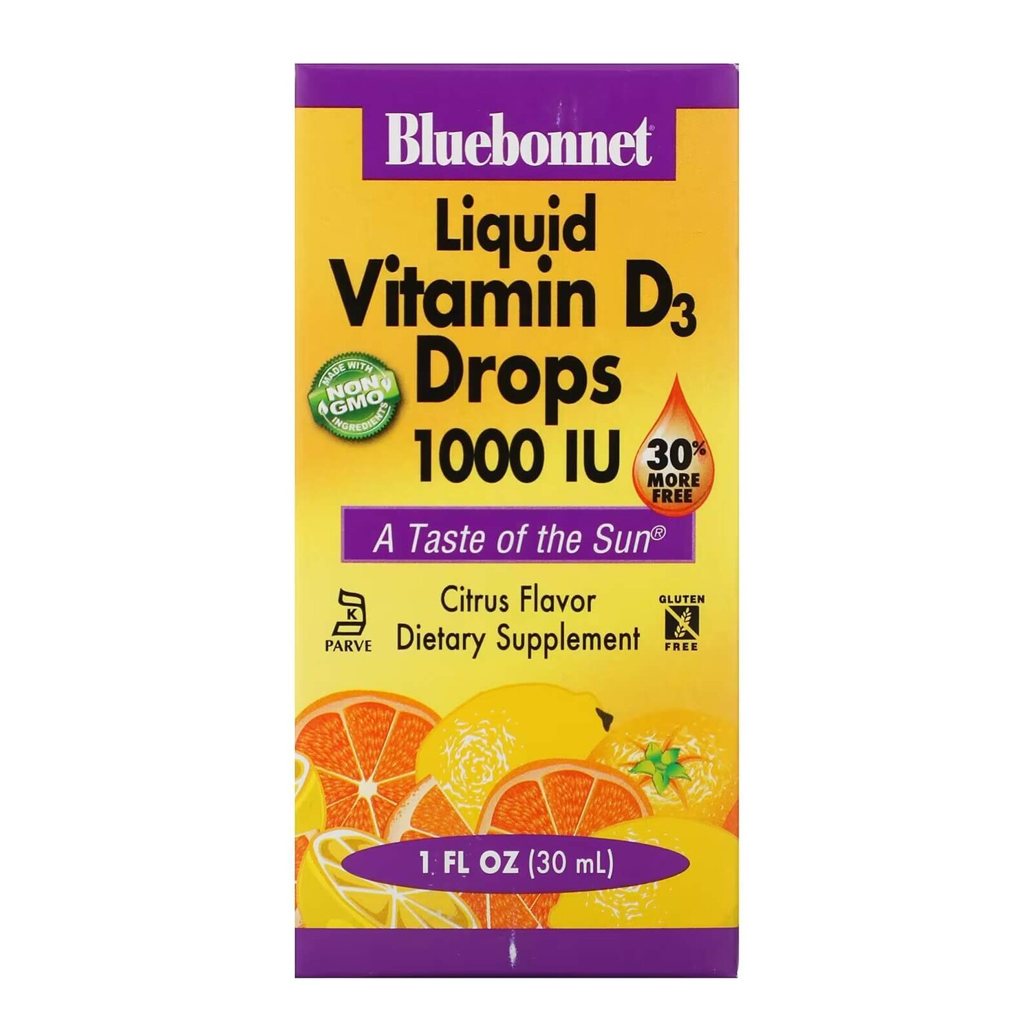 

Жидкий витамин D3 1000 МЕ Bluebonnet Nutrition аромат цитрусовых, 30 мл