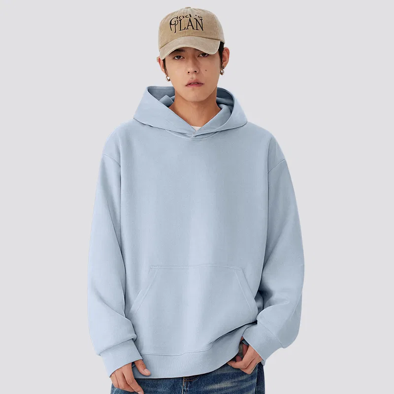 Детское худи унисекс с капюшоном Heavyweight Suede MINISO, Light Blue — фото 4