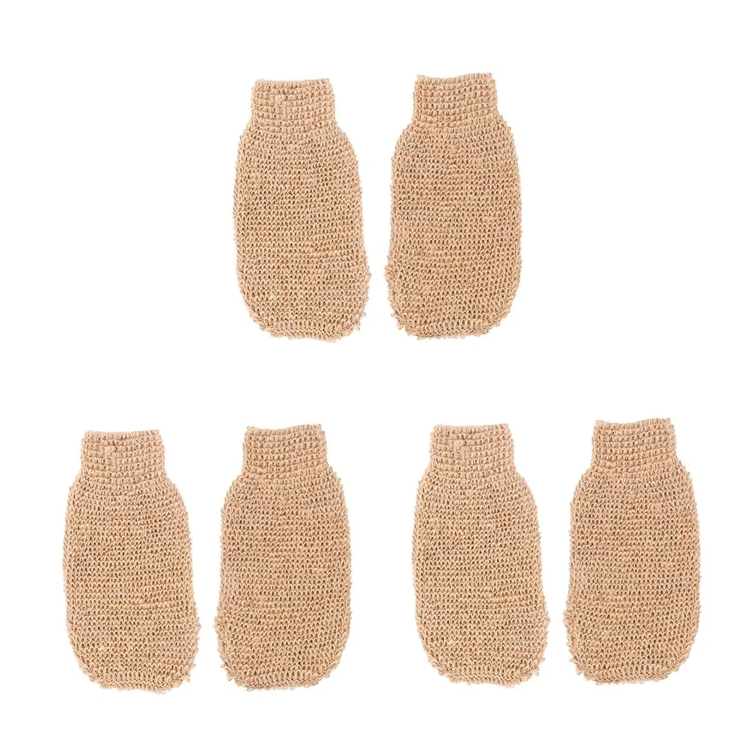 Скрабирующая перчатка для тела DOITOOL, набор 6 шт, 22x12 см, Beige