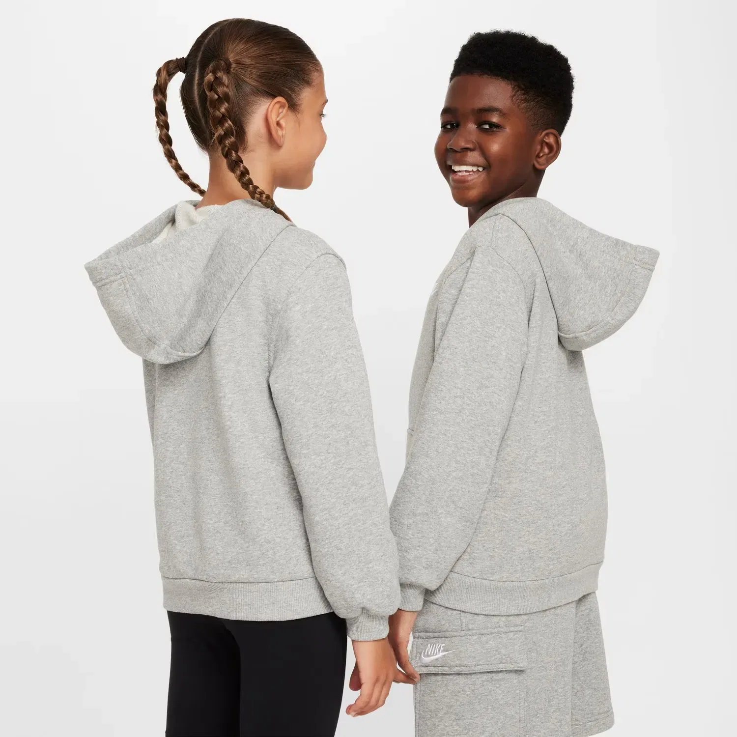 Детская толстовка на молнии из футера с капюшоном Nike, Grey — фото 2