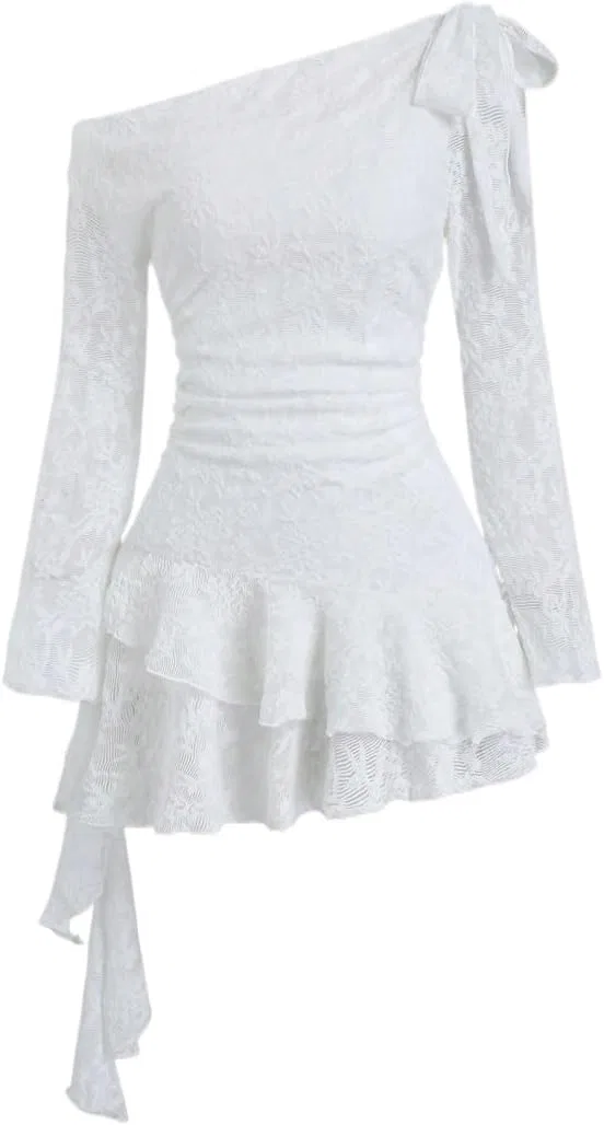 Женское платье с асимметричным подолом, White