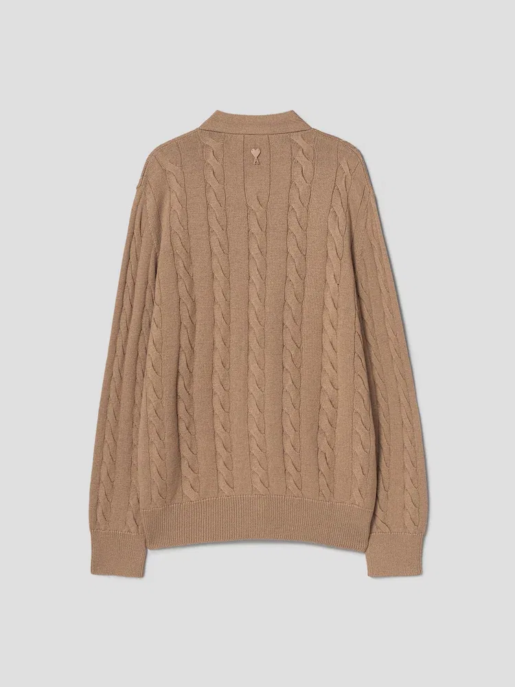 Кардиган Cable Stitch Cardigan AMI PARIS, Camel — фото 2