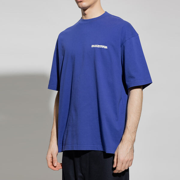 Футболка logo t-shirt medium fit 'indigo' Balenciaga, индиго — фото 4