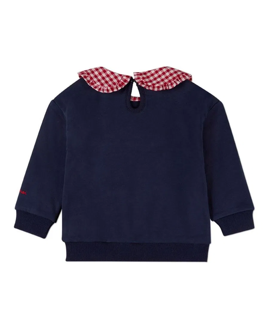 Свитшот с контрастным воротником Peter Pan, модель Love-sleeved MeMoi, Navy-Red — фото 2
