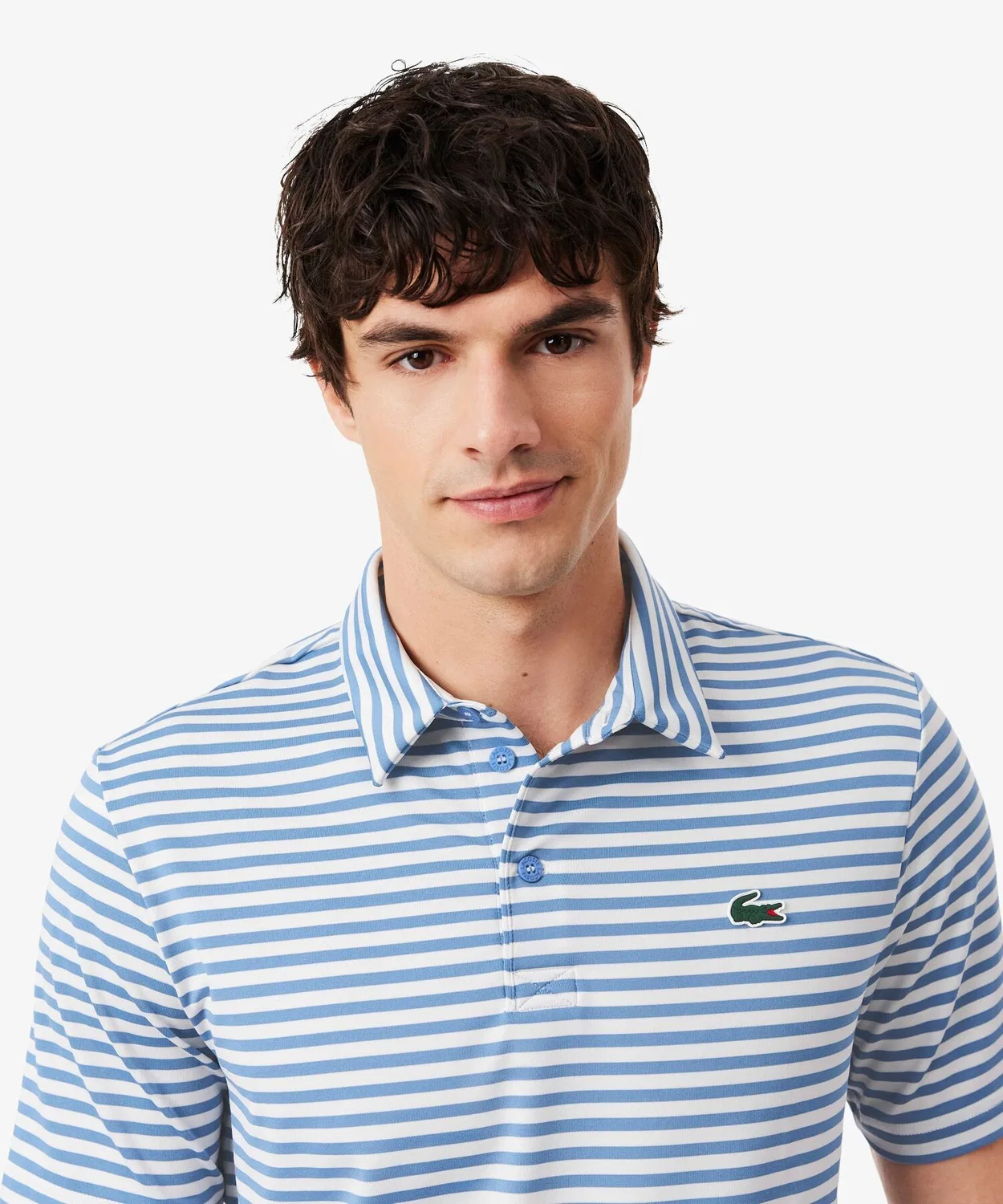 Мужская полиэстеровая поло с коротким рукавом, модель Ultra Dry LACOSTE, Light Blue — фото 2