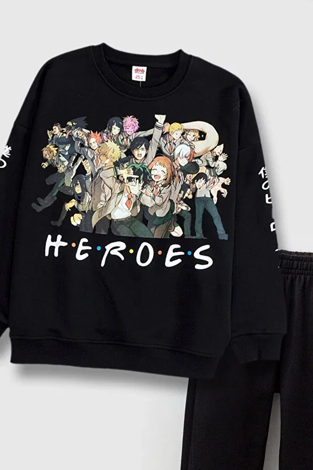 Детский комплект спортивного костюма для мальчиков с принтом Heroes Dmb Boys & Girls, Черный — фото 3