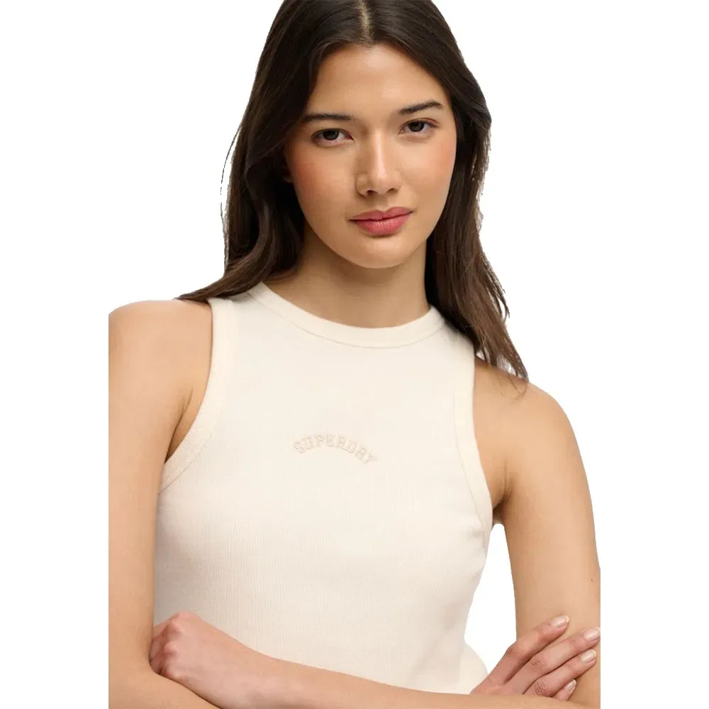 Женская майка-безрукавка с принтом Essential Logo Racer Superdry, Beige — фото 3