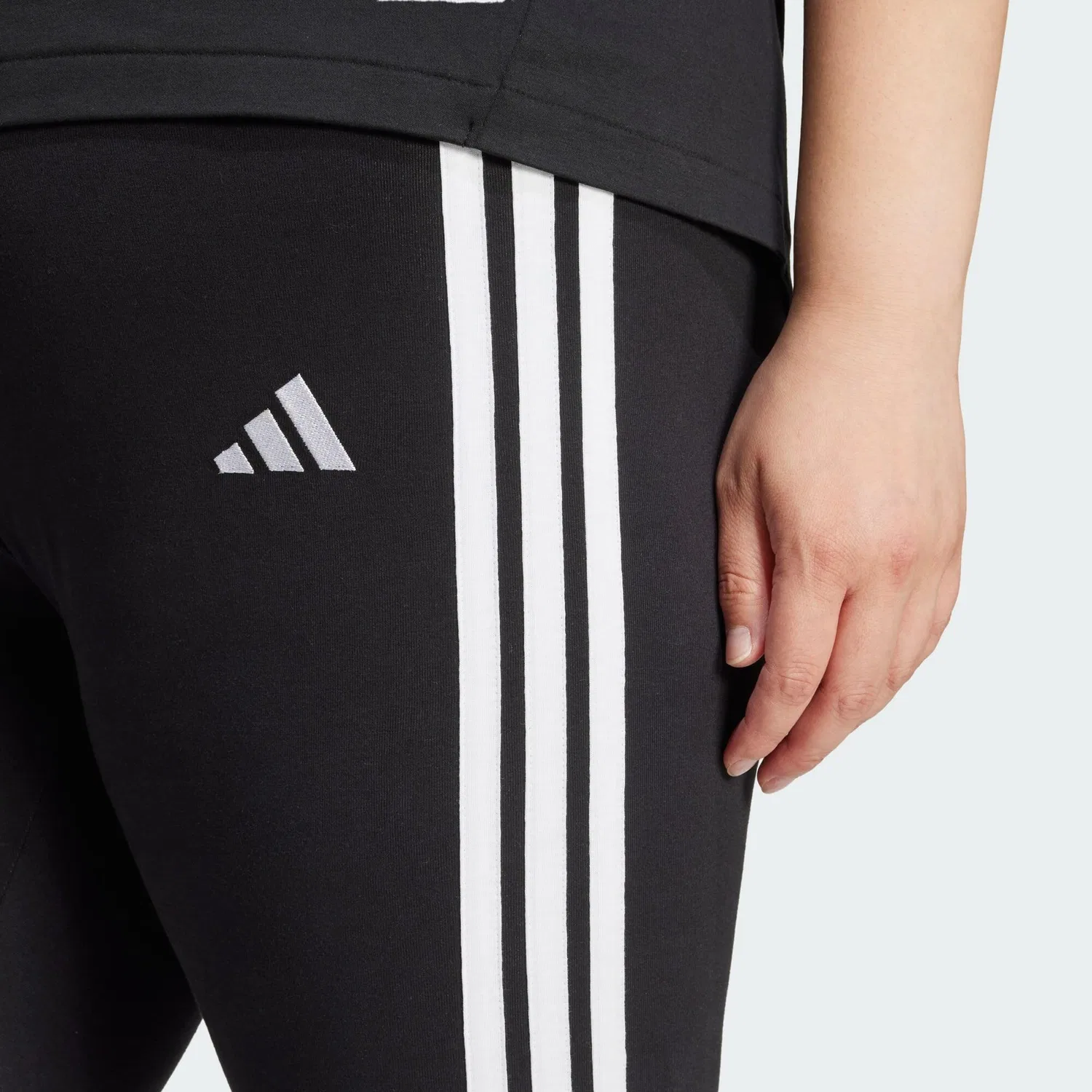 Женские леггинсы с высокой посадкой Essentials 3-Streifen Cotton Adidas, Schwarz Weiss — фото 4
