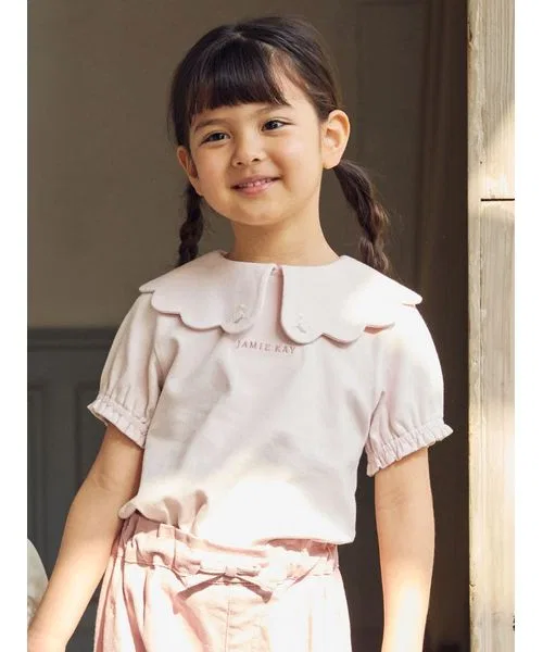 Детская футболка с длинным рукавомScallop Neck T-Shirt JAMIE KAY, Pink