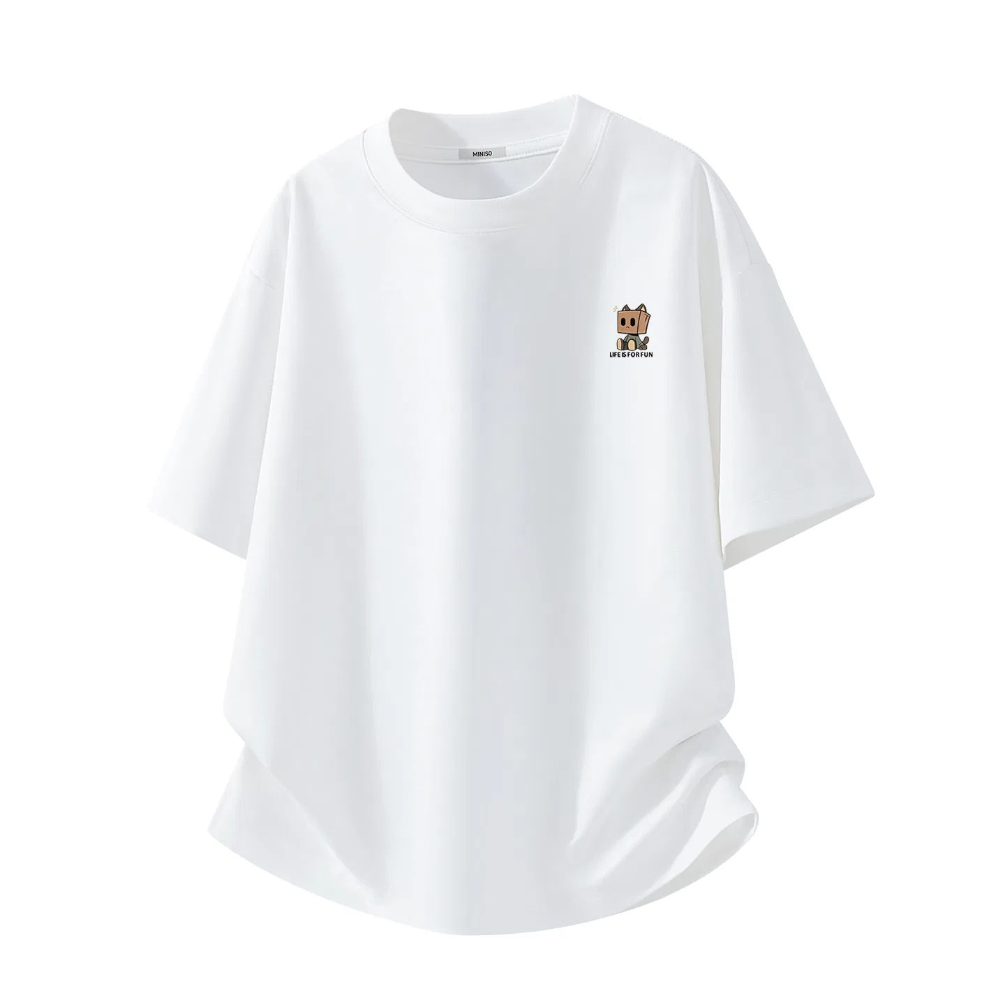 Футболка детская хлопковая MINISO, Ice Silk Cooling Light Beige (MB Box Cat Kid Chest Logo) — фото 4