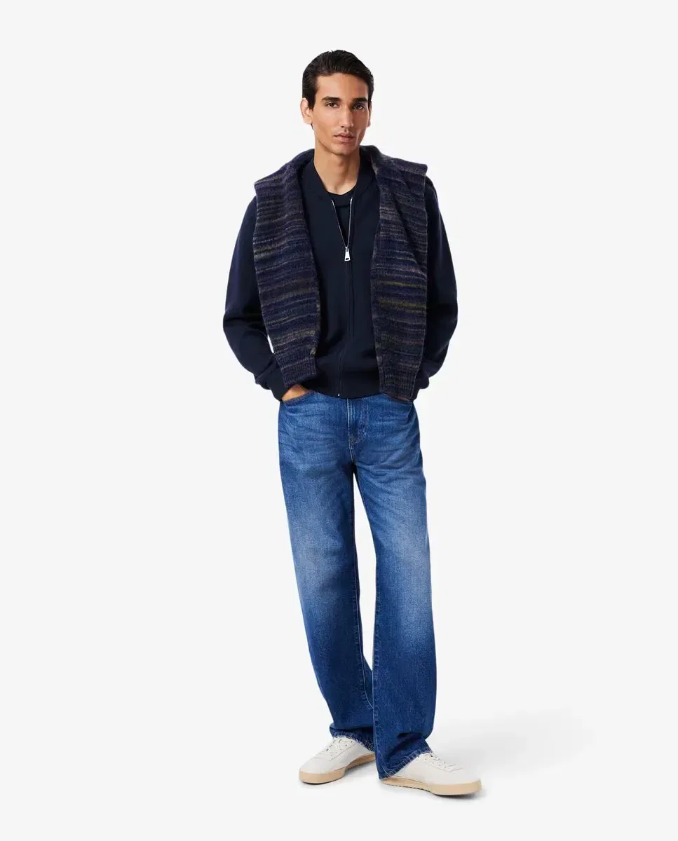 Мужская куртка-бомбер из хлопка и шерсти Lacoste, Azul Marino — фото 4