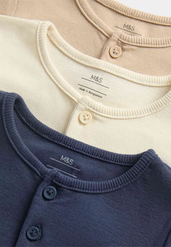 Футболка хлопковая Basic T-shirt Marks & Spencer, темно-синий mix — фото 3