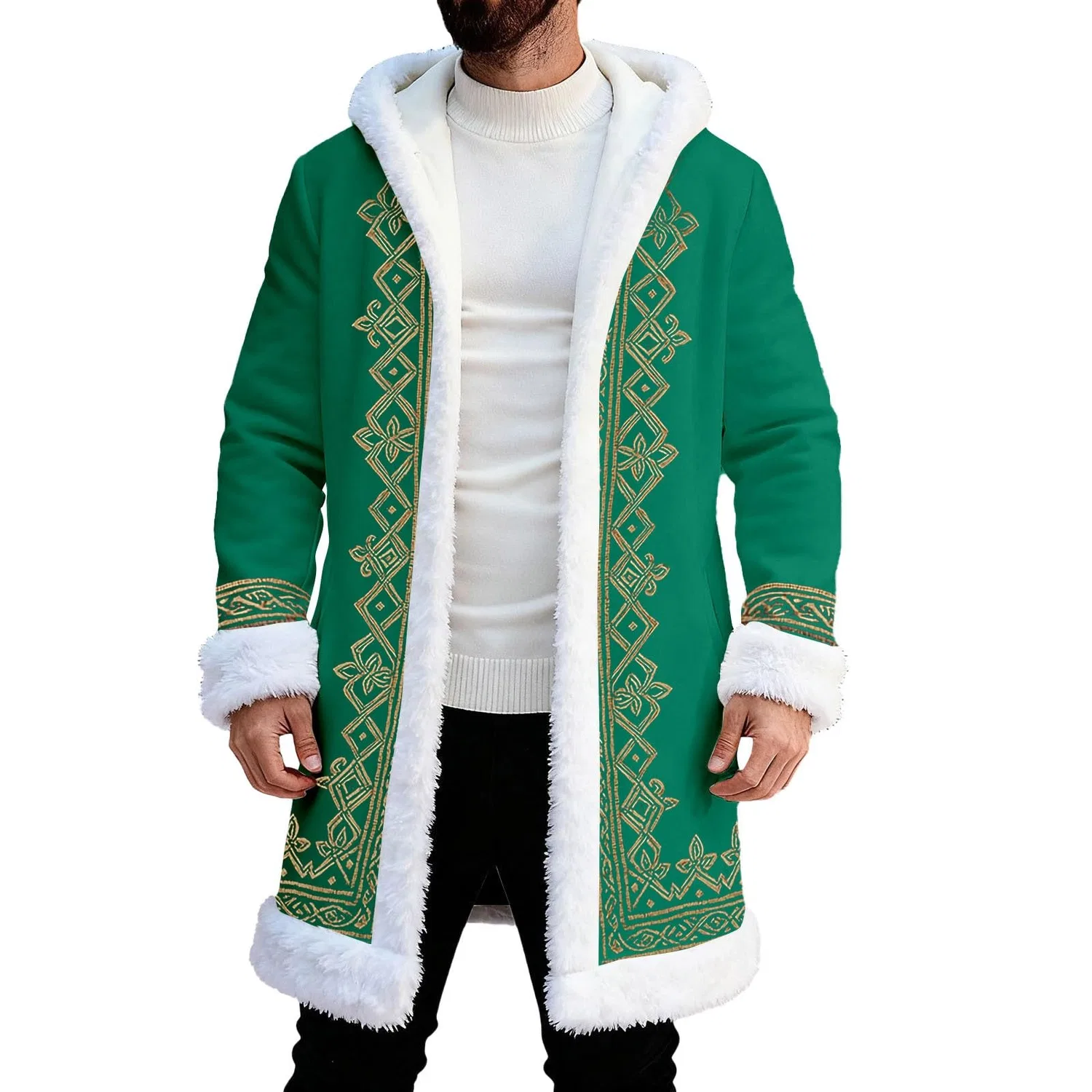 Мужское пальто-накидка с бахромой Merry Holiday, Verde