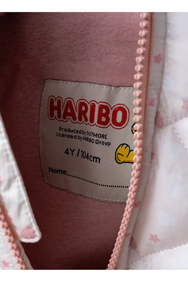 Детское пальто для девочек утепленное с принтом Haribo, Powder — фото 2