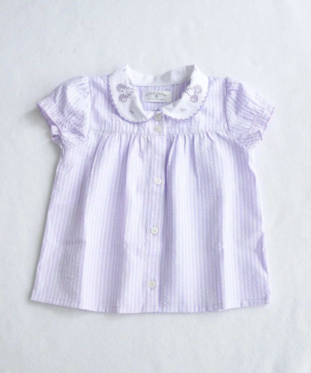Детская блузка с вышивкой вишен с коротким рукавом coto cotte, Purple