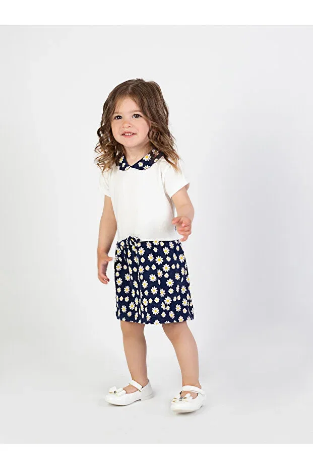 Детское платье для девочек с принтом Daisy Pattern Collar Dress Harika Kids, K — фото 2