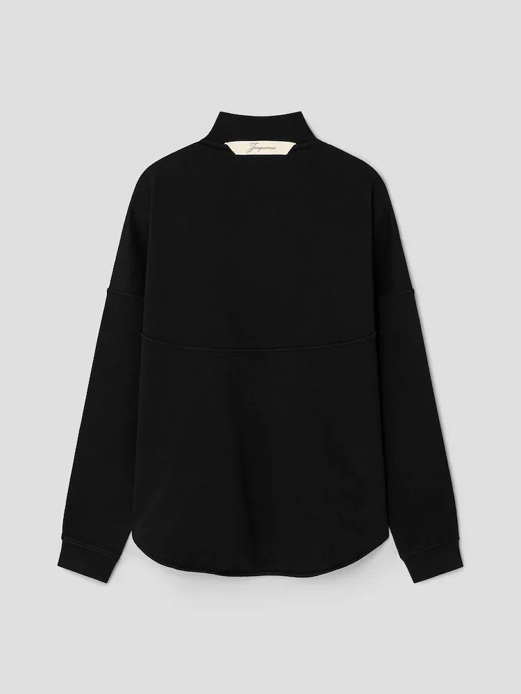 Свитер с четверть-застежкой, оверсайз JACQUEMUS, Black — фото 2