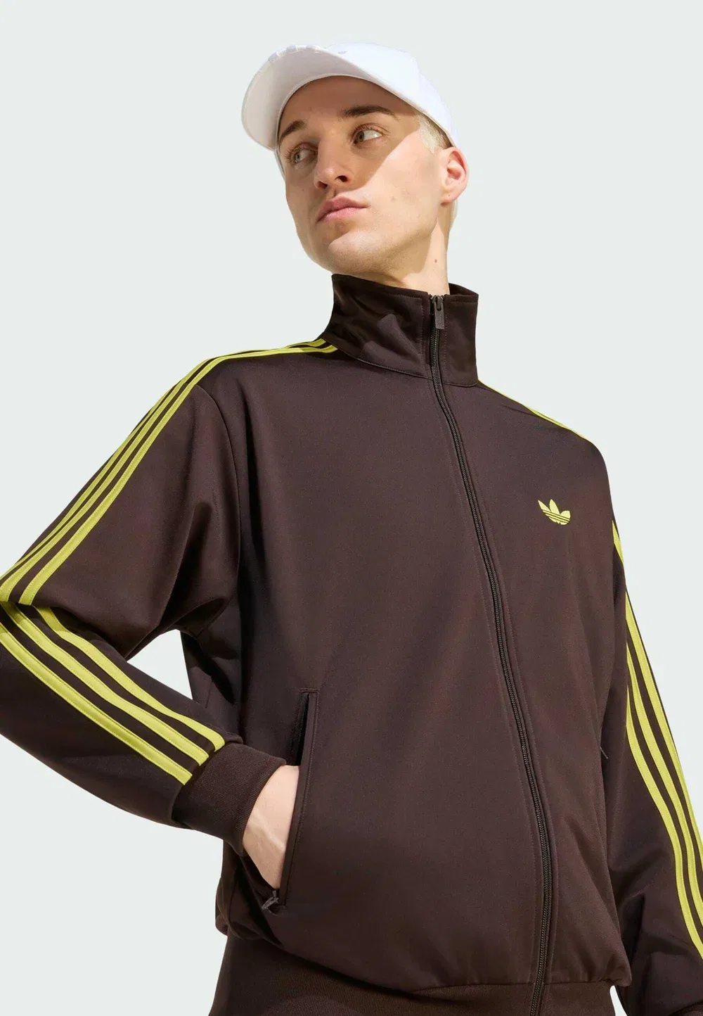 Firebird tt - тренировочная куртка Adidas Originals, Aurora Coffee Preloved Lime — фото 4