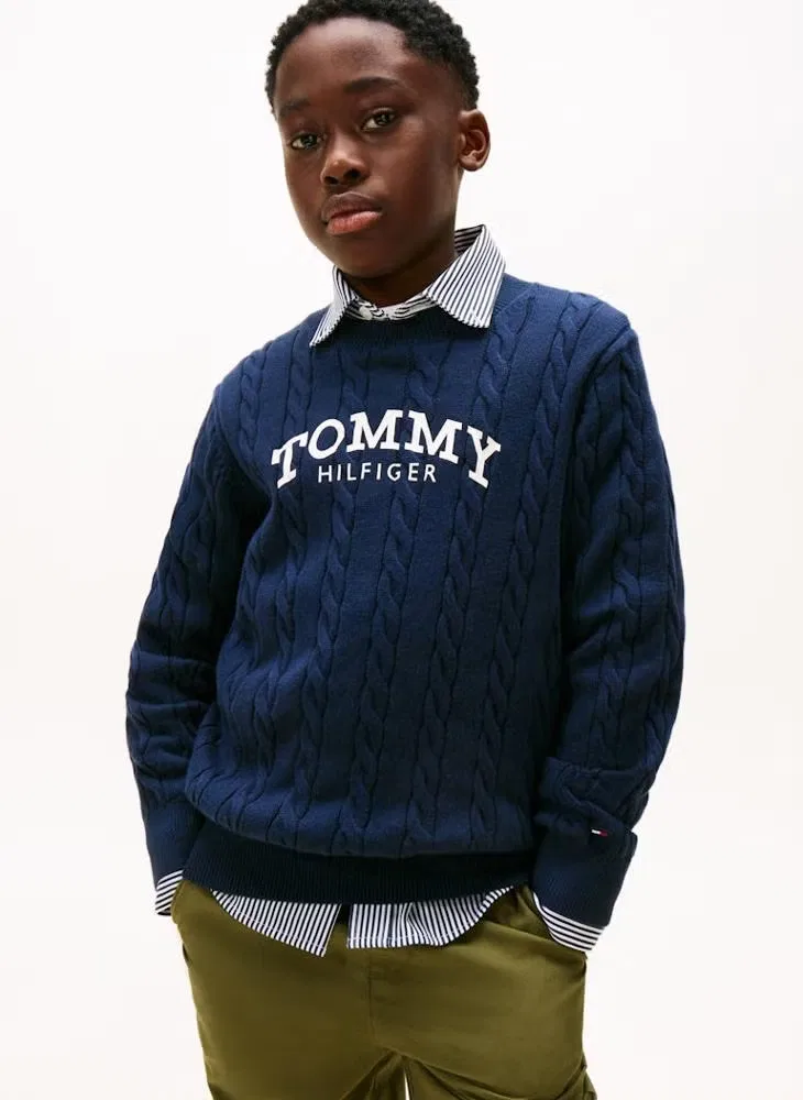 Свитер с граффическим принтом Tommy Hilfiger, темно-синий — фото 3