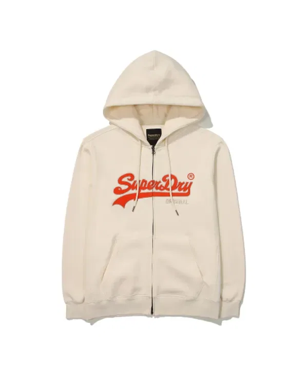 Худи на молнии, винтажный лого, Superdry, слоновая кость